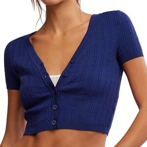 Free People Short Sleeve Crop Sweater